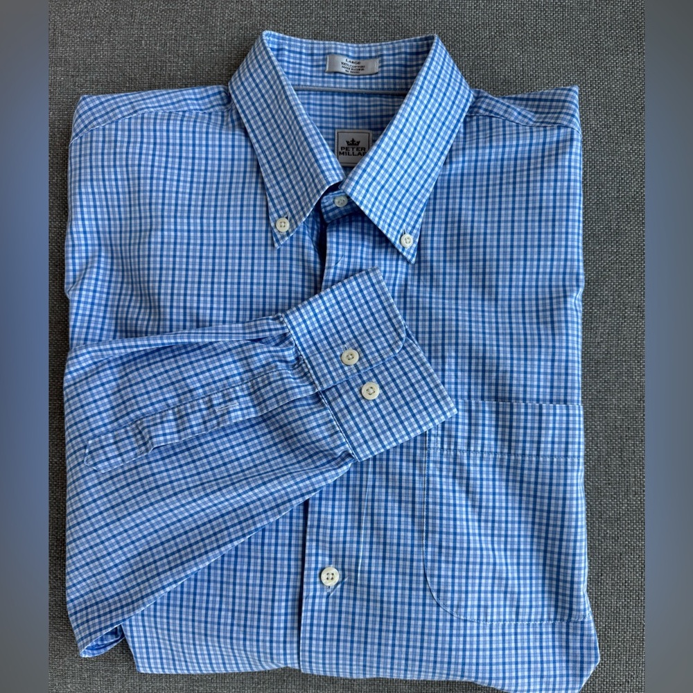 Peter Millar Men’s Plaid Button Down Long Sleeve Casual/Dress Shirt Size L